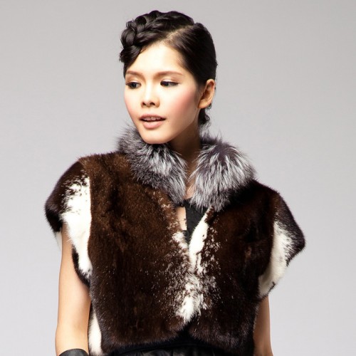 艾瑪珮姬 水貂整貂咖啡色禮服款短款小件背心女士外搭貂皮