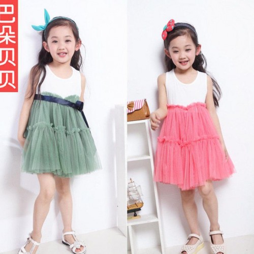 清倉童裝  韓版女童連衣裙 奧戴爾女童背心裙 公主蓬蓬紗裙