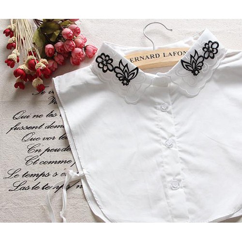 2016春季新款蝶戀花假領子雙層刺繡棉質前扣式背心假領子裝飾