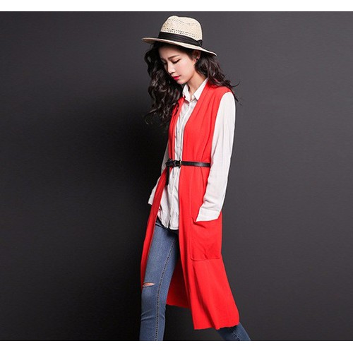 韓版愛愛丸春夏針織衫女式開衫 長款大風范敘舊毛衣背心女裝外套