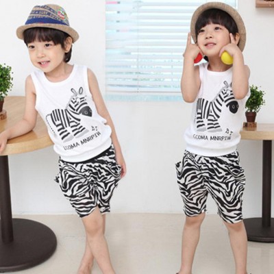 2014新款套裝 品牌男童女童背心休閑套裝 原單黑白斑馬套裝 0.65