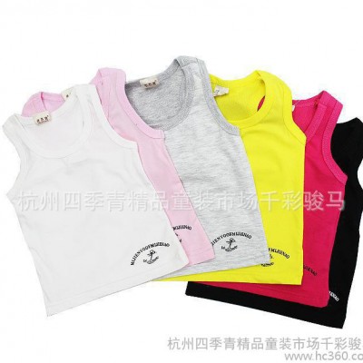 2012春夏新款 中性小童糖果字母套頭工字背心 四季青**童裝批發(fā)