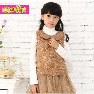 善童品牌童裝秋冬新款娃娃領背心裙羊毛呢女裝秋冬季連衣裙
