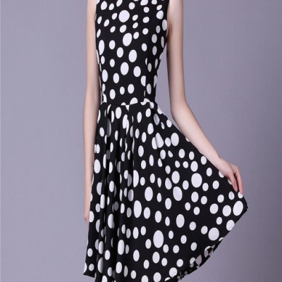 2014夏季爆款連衣裙氣質(zhì)款大擺裙圓點無袖背心裙名媛淑女裝小禮服