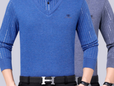 加絨t恤男士保暖爸爸裝商務翻領冬季大碼時尚加厚毛衣男裝襯衫領