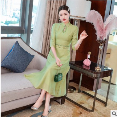 2021早春新款中式旗袍改良輕奢設(shè)計(jì)感裙子氣質(zhì)復(fù)古連衣裙一件代發(fā)