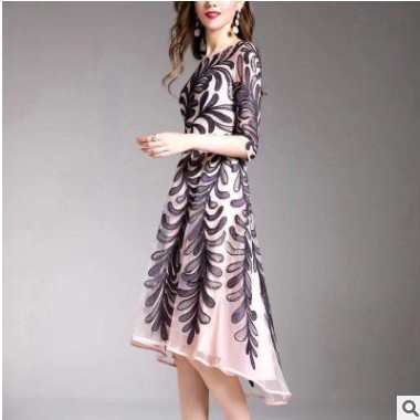 2020秋冬新款打底連衣裙女婚宴時(shí)尚搭配中年媽媽裝女裙子一件代發(fā)