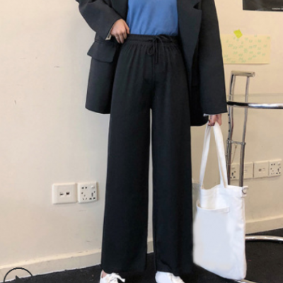 女裝大碼學(xué)生高腰褲子夏季新款韓版九分休閑褲顯瘦垂感直筒褲代發(fā)