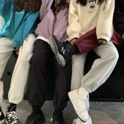 跨境亞馬遜褲子秋冬多色女裝休閑褲學(xué)院風(fēng)ins寬松加絨1688批發(fā)