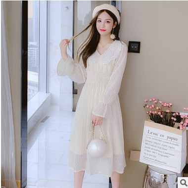 新款復(fù)古茶歇法式連衣裙女春季2021年氣質(zhì)顯瘦設(shè)計感小眾仙女裙子