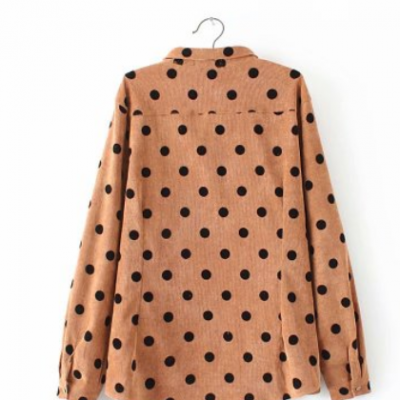 F53秋冬新款2018大碼女裝胖MM加肥加大燈芯絨波點短款襯衫Y1825