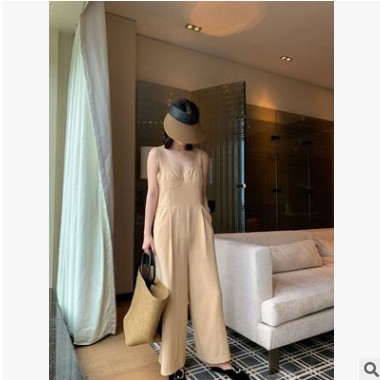 趨夢(mèng)DT EDITION2019新款韓版名媛風(fēng)女裝直筒寬松吊帶連體褲女夏