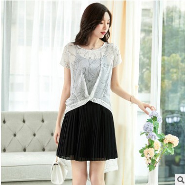 1922特大碼遮肚子套裝新款胖mm韓版減齡適合胯大腿粗的時髦連衣裙