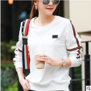 長袖女2020初秋新款韓版寬松學生時尚圓領女裝春上衣t恤