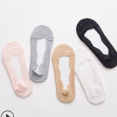 春夏新款蕾絲隱形襪 硅膠防滑女士淺咖隱形襪 廠家批發直銷