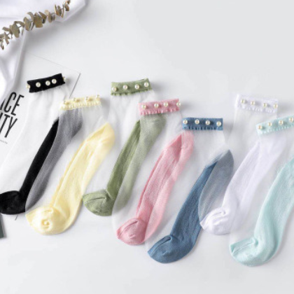 夏季薄款透明玻璃絲船襪 女士卡絲短筒網紅蕾絲花邊女襪一件代發