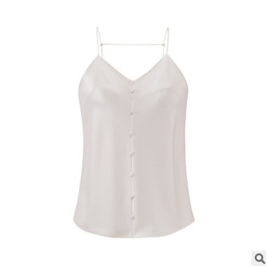 預售夏歐美純色內搭吊帶型修身型V領綠色雪紡外貿吊帶衫