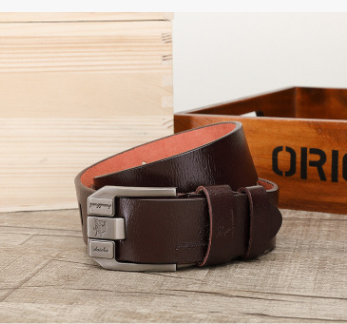 皮帶男士 經典款壓花百搭休閑真皮腰帶黑色