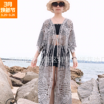 韓版鏤空比基尼罩衫蕾絲沙灘開衫防曬衣寬松休閑外搭泳衣外套女夏