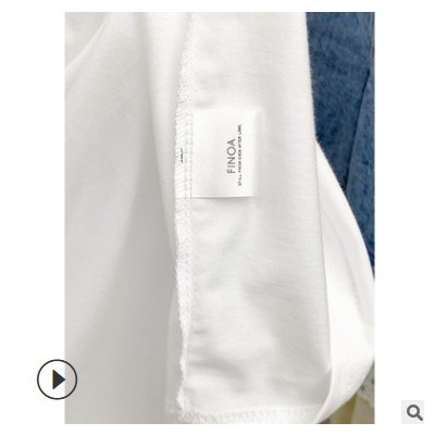 FINOA費挪字母印花短袖T恤女2021夏韓版寬松小熊簡約休閑上衣8339