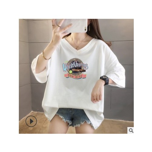 2021夏裝新款210斤加肥純棉短袖t恤女胖妹妹特大碼寬松300斤上衣