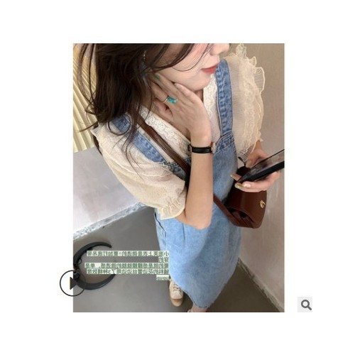 2021夏季新品 巴赫復古減齡牛仔背帶裙女學生裝時尚潮流連衣裙