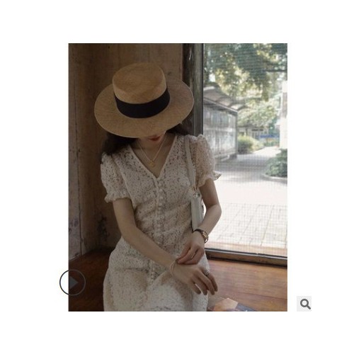 改良旗袍女裝 2021夏季新款早春新款玫瑰長裙法式白色蕾絲連衣裙