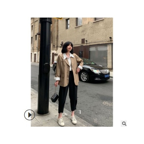 微胖大碼哈倫西褲垂墜感女春秋胖mm高腰寬松休閑束腳九分褲2021新