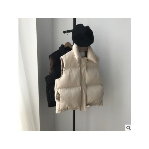 滔川芷蓯夕2020冬季新款韓國設計感撞色純色無袖棉馬甲面包服 629