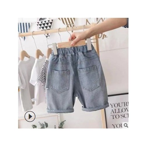 男童短褲2021夏裝薄款兒童洋氣破洞牛仔褲寶寶夏季外穿五分中褲潮