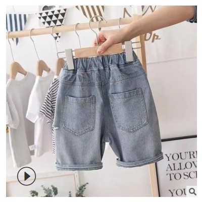 男童短褲2021夏裝薄款兒童洋氣破洞牛仔褲寶寶夏季外穿五分中褲潮