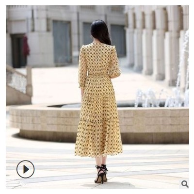 茵美娜夏季高端大牌簡約時尚休閑沙灘裙大碼一件代銷真絲連衣裙女