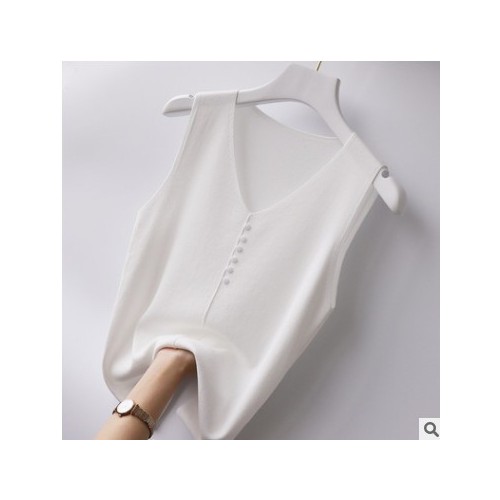 2021夏季V領冰絲吊帶背心女外穿針織背心女夏季薄款打底無袖背心