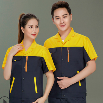 夏季汽修工作服男套裝短袖上衣薄長袖耐磨修理工廠勞保服半袖透氣