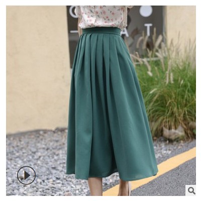 2021夏季新款韓版高腰半身裙女純色百搭中長款時尚A字裙