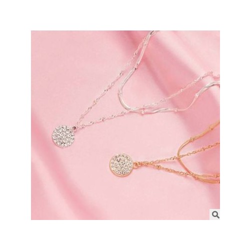 跨境飾品歐美 復古風格亮片層次水鉆吊墜項圈項鏈女