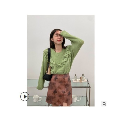 [闊瑟] 十三行女裝2021新款秋冬韓版休閑迷彩半身裙小開叉A字短裙