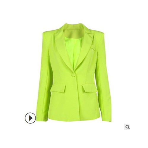 歐美亞馬遜秋冬爆款女裝時尚墊肩西裝領(lǐng)有口袋紐扣長袖西裝 外套