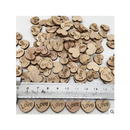 特價婚慶裝飾桃心love木片 木質環保貼片紐扣 木質工藝品 品質款