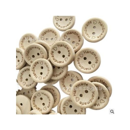 廠家直銷特價100件一包15mm/20mm2孔環保木制鈕扣創意款木扣