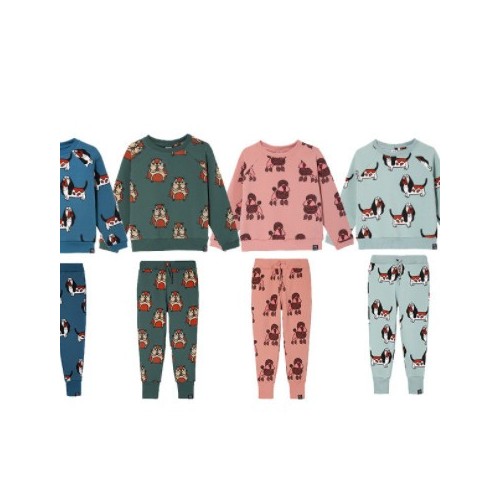 ins秋冬季兒童加絨衛衣套裝寶寶加絨長褲運動褲姐弟裝印花兩件套