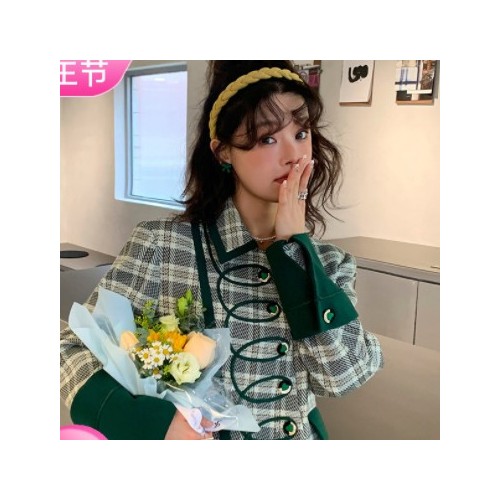 AS077春季新款外套女夾克早春設計感ins綠色西裝長袖上衣西服廠家