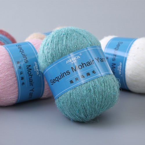 珠片馬海毛紗線 外貿廠家熱銷 手編 亮片馬海毛線