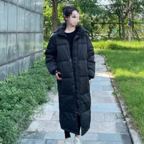 中戲同款羽絨服女中長款過膝2023年新款韓版寬松連帽加厚藝考情侶