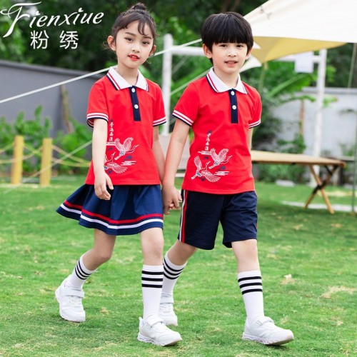 夏季2021新款中小學生古風運動服校服幼兒園園服班服休閑套裝