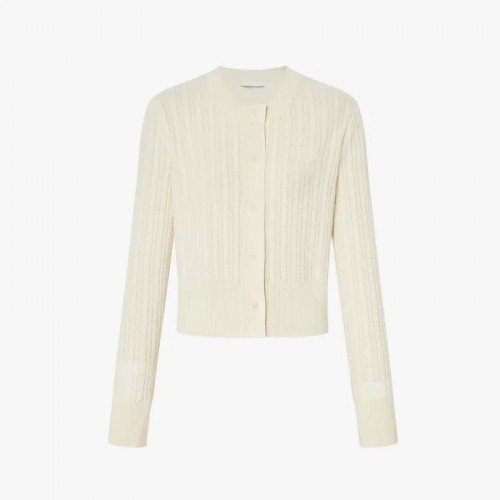 2024復古絞花牦牛絨羊毛針織衫上衣秋季新款純色針織開衫上衣女