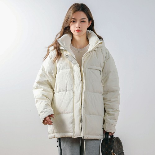 寒冬思羽女式平湖面包服連帽可拆卸新款短款羽絨服外套加厚