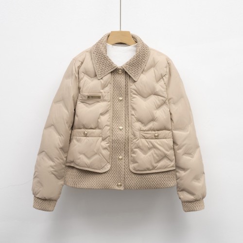 平湖小香風羽絨服女短款新款秋羽絨輕薄白鴨絨壓花韓版翻領外套