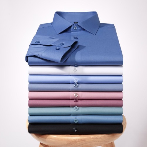 2024新款莫代爾白襯衫男長袖商務正裝職業(yè)春秋款男裝襯衣抗皺免燙