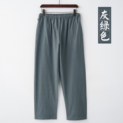 春秋款唐裝褲子男中國風寬松直筒褲棉麻休閑褲復古風男士秋季長褲